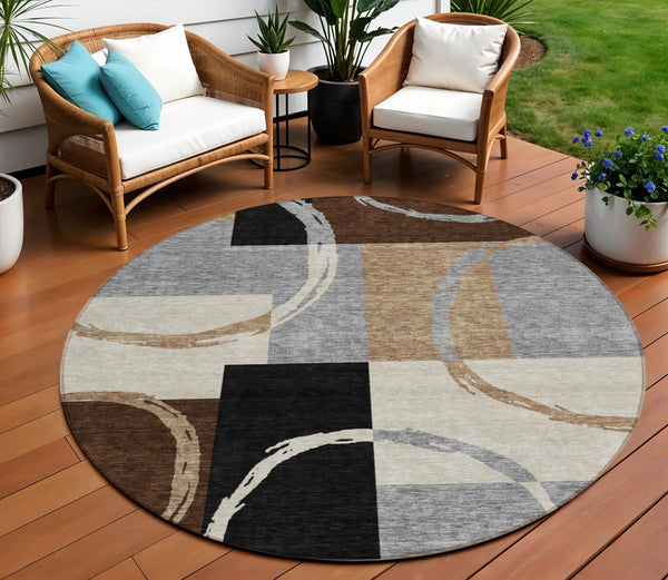 Homeroots 3' Abstract Washable Indoor Outdoor Area Rug In Stylish Mint Green Design For Versatile Spaces Pewter Polyester 612589