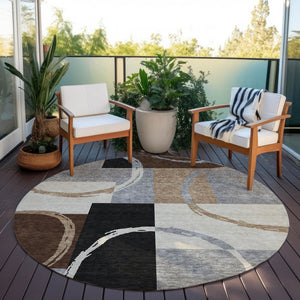 Homeroots 3' Abstract Washable Indoor Outdoor Area Rug In Stylish Mint Green Design For Versatile Spaces Pewter Polyester 612589