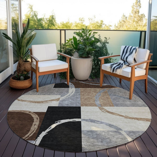 Homeroots 3' Abstract Washable Indoor Outdoor Area Rug In Stylish Mint Green Design For Versatile Spaces Pewter Polyester 612589