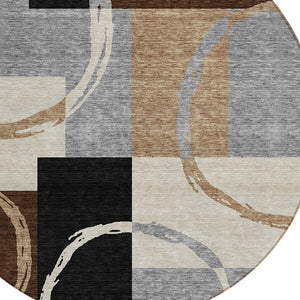 Homeroots 3' Abstract Washable Indoor Outdoor Area Rug In Stylish Mint Green Design For Versatile Spaces Pewter Polyester 612589