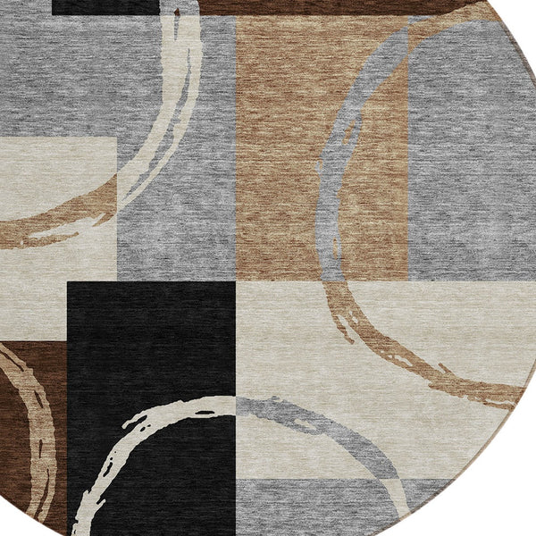 Homeroots 3' Abstract Washable Indoor Outdoor Area Rug In Stylish Mint Green Design For Versatile Spaces Pewter Polyester 612589