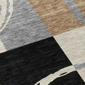 Homeroots 3' Abstract Washable Indoor Outdoor Area Rug In Stylish Mint Green Design For Versatile Spaces Pewter Polyester 612589