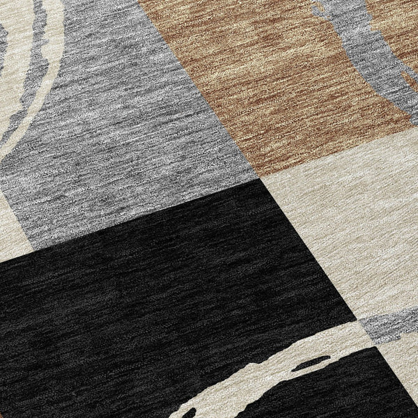 Homeroots 3' Abstract Washable Indoor Outdoor Area Rug In Stylish Mint Green Design For Versatile Spaces Pewter Polyester 612589