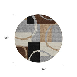 Homeroots 3' Abstract Washable Indoor Outdoor Area Rug In Stylish Mint Green Design For Versatile Spaces Pewter Polyester 612589