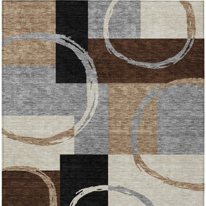 Homeroots 3' Abstract Washable Indoor Outdoor Area Rug In Stylish Mint Green Design For Versatile Spaces Pewter Polyester 612590