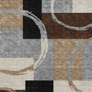 Homeroots 3' Abstract Washable Indoor Outdoor Area Rug In Stylish Mint Green Design For Versatile Spaces Pewter Polyester 612590