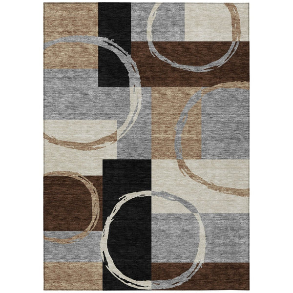 HomeRoots 5' Modern Pewter Gray & Black Geometric Area Rug - Washable, Durable, Indoor/Outdoor Versatile Design 10' X 14' 612592