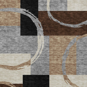 Homeroots 3' Abstract Washable Indoor Outdoor Area Rug In Stylish Mint Green Design For Versatile Spaces Pewter Polyester 612592