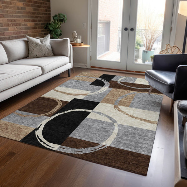 Homeroots 3' Abstract Washable Indoor Outdoor Area Rug In Stylish Mint Green Design For Versatile Spaces Pewter Polyester 612592