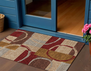 Homeroots 3' Abstract Washable Indoor Outdoor Area Rug In Stylish Mint Green Design For Versatile Spaces Wheat Polyester 612599