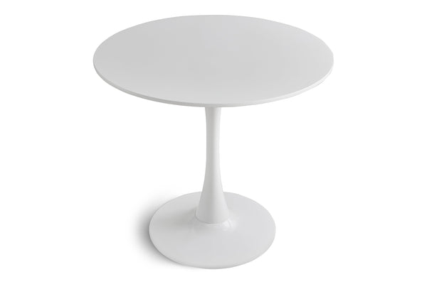 English Elm Round White Pedestal Dining Table 31.5" Tulip Mid-Century Fiberboard Modern Compact Seats 2-4 W2720P204019