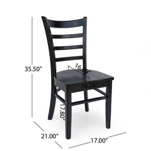 English Elm Dining Chair Set of Two Solid Rubberwood Ladder Back Farmhouse Cottage Style 67982.00MTBLK