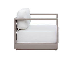 Sunpan TAVIRA Armchair - Modern Greige Aluminum Frame with Stinson White Fabric for Outdoor Comfort & Style 110478V