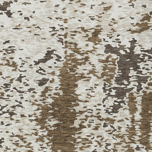 Homeroots 3' Indoor Outdoor Abstract Washable Area Rug - Stylish, Durable, Stain Resistant For Any Space Brown Polyester 612605