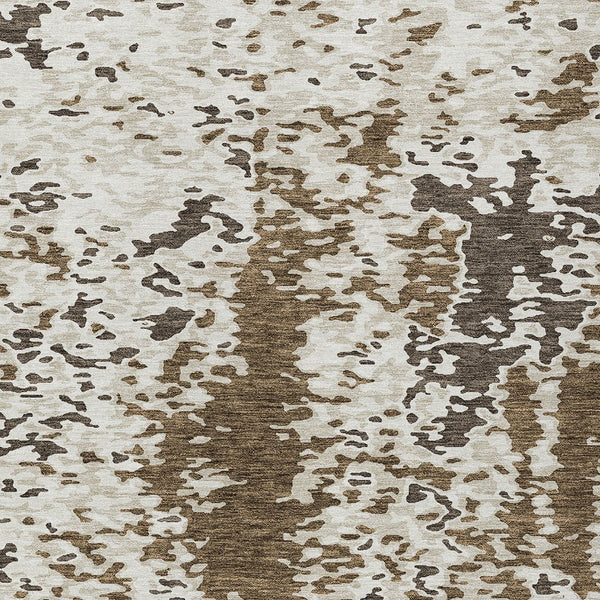 Homeroots 3' Indoor Outdoor Abstract Washable Area Rug - Stylish, Durable, Stain Resistant For Any Space Brown Polyester 612605