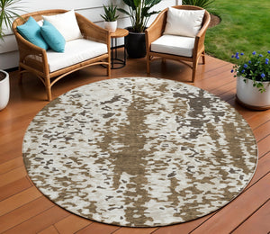 Homeroots 3' Indoor Outdoor Abstract Washable Area Rug - Stylish, Durable, Stain Resistant For Any Space Brown Polyester 612607