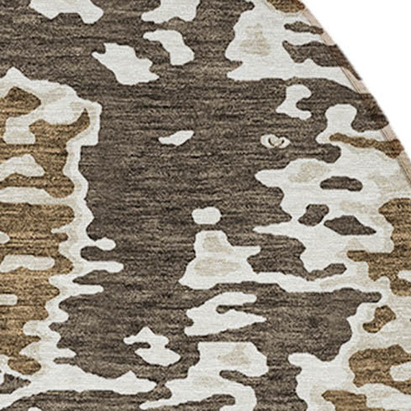 Homeroots 3' Indoor Outdoor Abstract Washable Area Rug - Stylish, Durable, Stain Resistant For Any Space Brown Polyester 612607