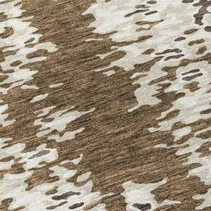 Homeroots 3' Indoor Outdoor Abstract Washable Area Rug - Stylish, Durable, Stain Resistant For Any Space Brown Polyester 612607