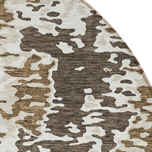 Homeroots 3' Indoor Outdoor Abstract Washable Area Rug - Stylish, Durable, Stain Resistant For Any Space Brown Polyester 612607