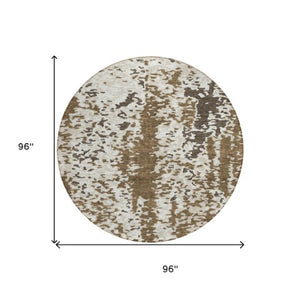 Homeroots 3' Indoor Outdoor Abstract Washable Area Rug - Stylish, Durable, Stain Resistant For Any Space Brown Polyester 612607