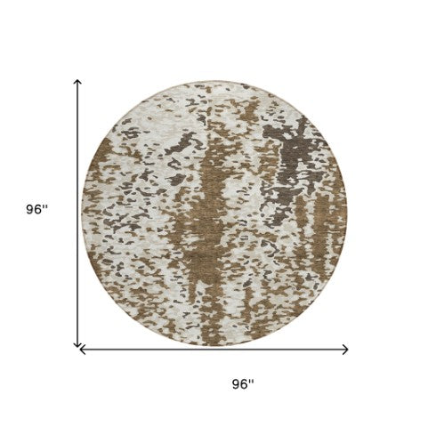 Homeroots 3' Indoor Outdoor Abstract Washable Area Rug - Stylish, Durable, Stain Resistant For Any Space Brown Polyester 612607