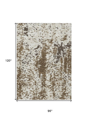 Homeroots 3' Indoor Outdoor Abstract Washable Area Rug - Stylish, Durable, Stain Resistant For Any Space Brown Polyester 612608