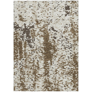 Homeroots 3' Indoor Outdoor Abstract Washable Area Rug - Stylish, Durable, Stain Resistant For Any Space Brown Polyester 612609