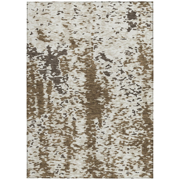 Homeroots 3' Indoor Outdoor Abstract Washable Area Rug - Stylish, Durable, Stain Resistant For Any Space Brown Polyester 612609