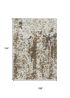 Homeroots 3' Indoor Outdoor Abstract Washable Area Rug - Stylish, Durable, Stain Resistant For Any Space Brown Polyester 612609