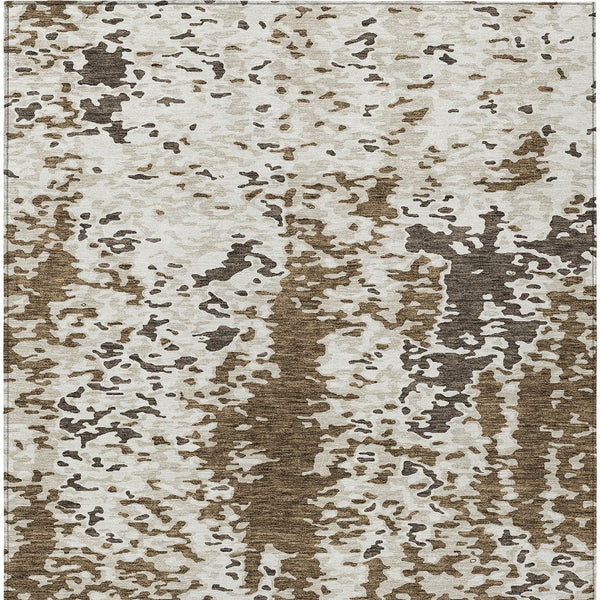 Homeroots 3' Indoor Outdoor Abstract Washable Area Rug - Stylish, Durable, Stain Resistant For Any Space Brown Polyester 612609