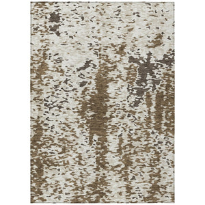 HomeRoots 5' Contemporary Brown and Ivory Abstract Area Rug - Washable Indoor/Outdoor for Effortless Style 10' X 14' 612610