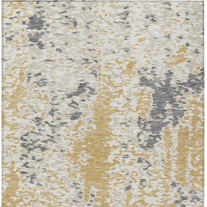 Homeroots 3' Indoor Outdoor Abstract Washable Area Rug - Stylish, Durable, Stain Resistant For Any Space Gold Polyester 612612