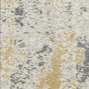 Homeroots 3' Indoor Outdoor Abstract Washable Area Rug - Stylish, Durable, Stain Resistant For Any Space Gold Polyester 612612