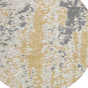 Homeroots 3' Indoor Outdoor Abstract Washable Area Rug - Stylish, Durable, Stain Resistant For Any Space Gold Polyester 612613