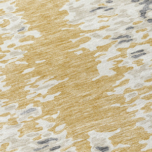 Homeroots 3' Indoor Outdoor Abstract Washable Area Rug - Stylish, Durable, Stain Resistant For Any Space Gold Polyester 612613