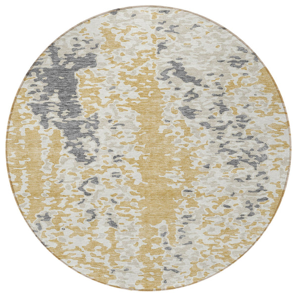Homeroots 3' Indoor Outdoor Abstract Washable Area Rug - Stylish, Durable, Stain Resistant For Any Space Gold Polyester 612613