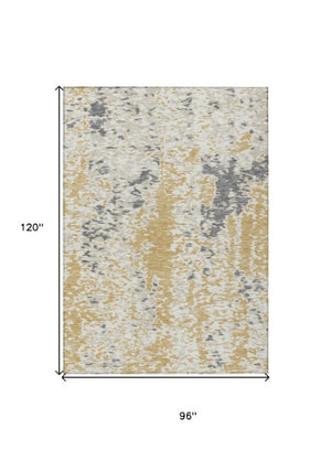 Homeroots 3' Indoor Outdoor Abstract Washable Area Rug - Stylish, Durable, Stain Resistant For Any Space Gold Polyester 612614