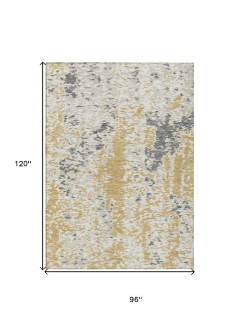 Homeroots 3' Indoor Outdoor Abstract Washable Area Rug - Stylish, Durable, Stain Resistant For Any Space Gold Polyester 612614