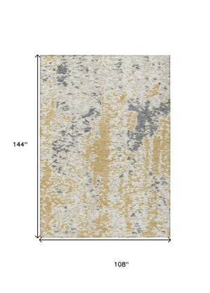 Homeroots 3' Indoor Outdoor Abstract Washable Area Rug - Stylish, Durable, Stain Resistant For Any Space Gold Polyester 612615