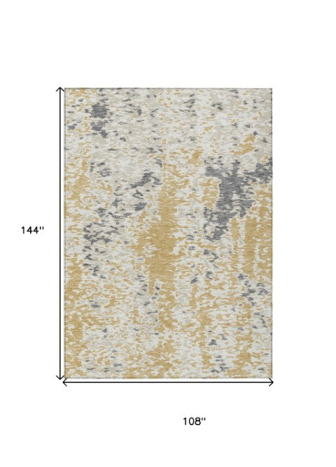 Homeroots 3' Indoor Outdoor Abstract Washable Area Rug - Stylish, Durable, Stain Resistant For Any Space Gold Polyester 612615