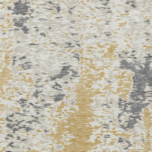 Homeroots 3' Indoor Outdoor Abstract Washable Area Rug - Stylish, Durable, Stain Resistant For Any Space Gold Polyester 612615