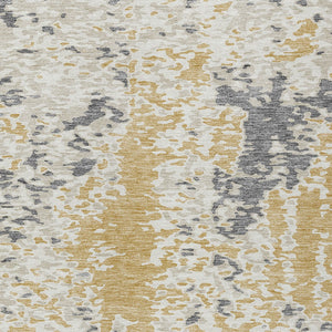 Homeroots 3' Indoor Outdoor Abstract Washable Area Rug - Stylish, Durable, Stain Resistant For Any Space Gold Polyester 612616