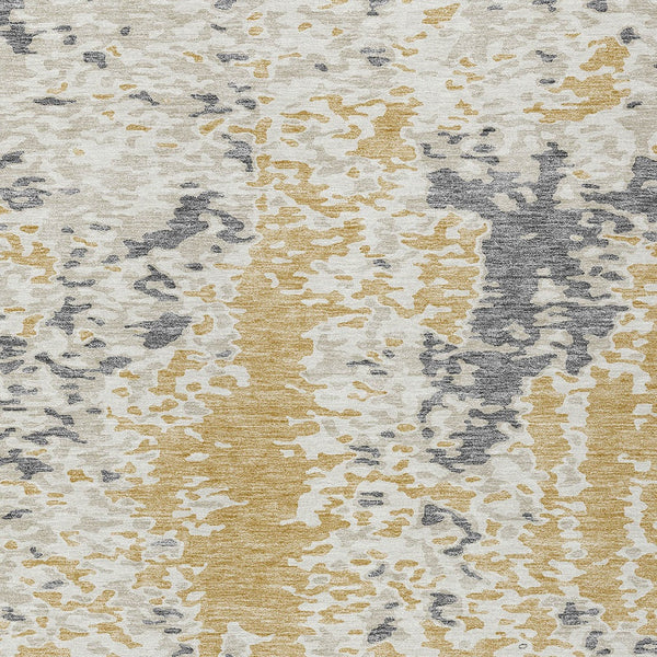 Homeroots 3' Indoor Outdoor Abstract Washable Area Rug - Stylish, Durable, Stain Resistant For Any Space Gold Polyester 612616
