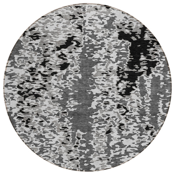 Homeroots 3' Indoor Outdoor Abstract Washable Area Rug - Stylish, Durable, Stain Resistant For Any Space Gray Polyester 612619