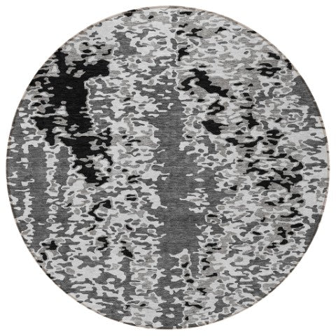 Homeroots 3' Indoor Outdoor Abstract Washable Area Rug - Stylish, Durable, Stain Resistant For Any Space Gray Polyester 612619