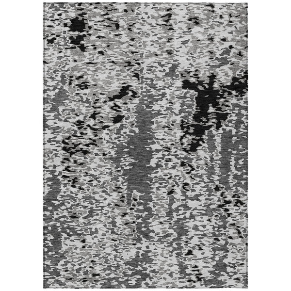 Homeroots 3' Indoor Outdoor Abstract Washable Area Rug - Stylish, Durable, Stain Resistant For Any Space Gray Polyester 612620