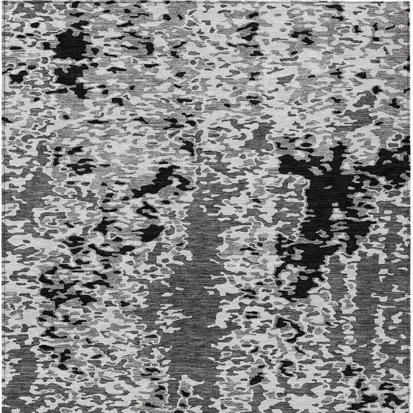 Homeroots 3' Indoor Outdoor Abstract Washable Area Rug - Stylish, Durable, Stain Resistant For Any Space Gray Polyester 612620