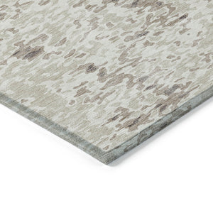 Homeroots 3' Indoor Outdoor Abstract Washable Area Rug - Stylish, Durable, Stain Resistant For Any Space Ivory Polyester 612623