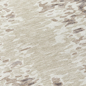 Homeroots 3' Indoor Outdoor Abstract Washable Area Rug - Stylish, Durable, Stain Resistant For Any Space Ivory Polyester 612625