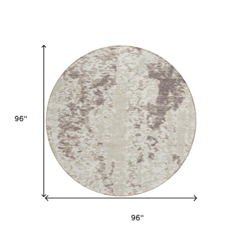 Homeroots 3' Indoor Outdoor Abstract Washable Area Rug - Stylish, Durable, Stain Resistant For Any Space Ivory Polyester 612625